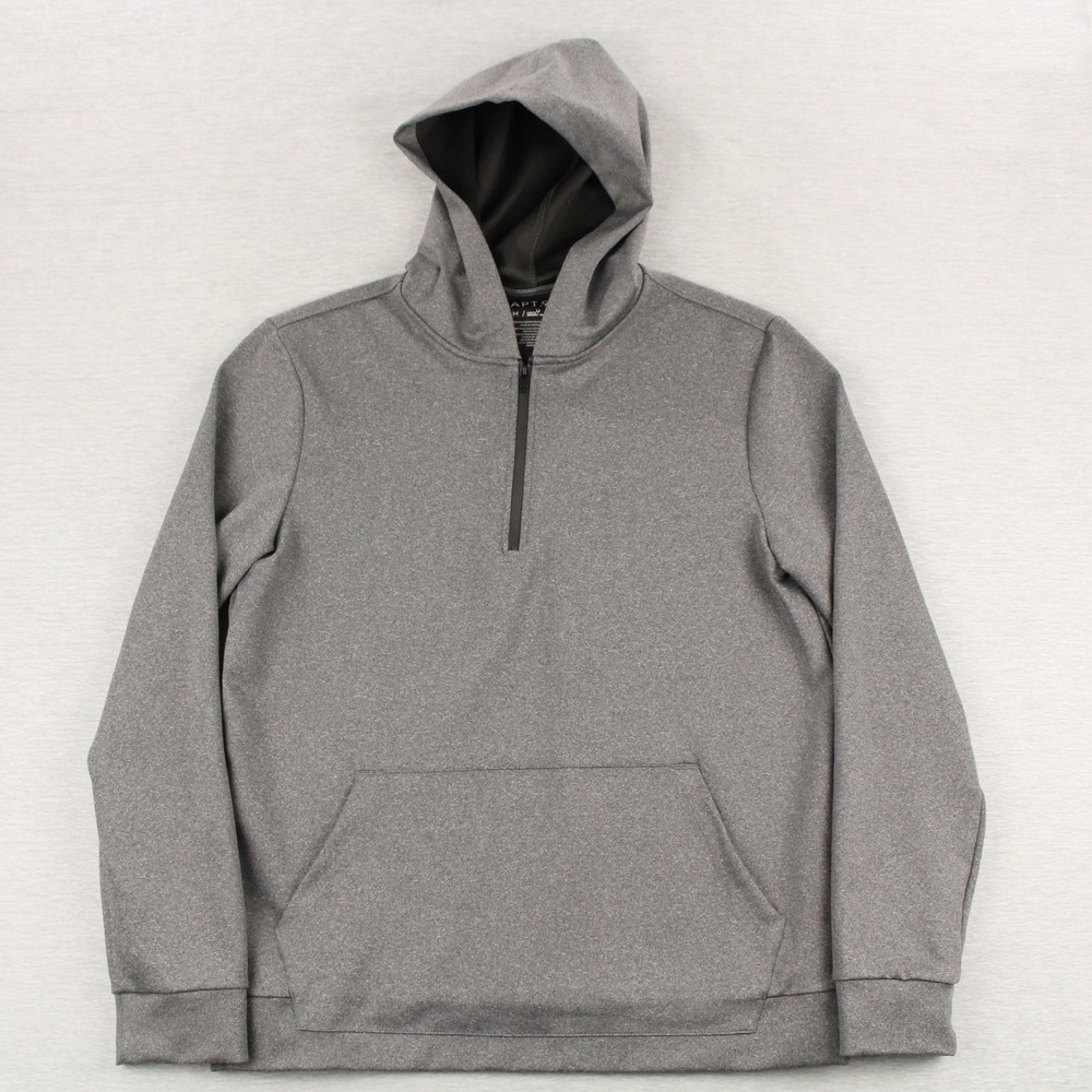 APT 9 Hoodie Mens Size M Gray HEIQ Smart Temp 1/4 Zip Pullover